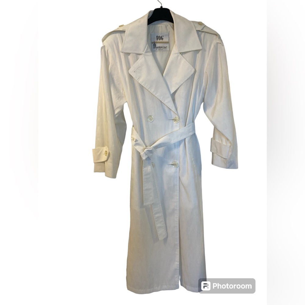 VTG NWOT London Fog Trench Coat Women’s white Double Breasted Trench Coat RARE